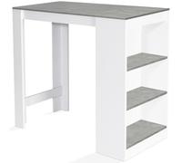 IDMarket – Table de bar Barth – Bois blanc, plateau effet béton, 2–4 personnes