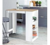 IDMARKET Table de bar BARTH 2 à 4 personnes bois blanc plateau façon hêtre