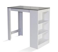 IDMarket - Table de Bar Barth 2 à 4 Personnes Bois Blanc Plateau Gris