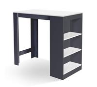 IDMarket - Table de Bar Barth 2 à 4 Personnes Bois Gris Plateau Blanc