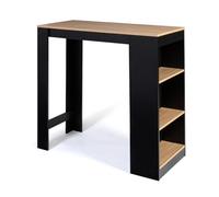IDMarket - Table de Bar Barth 2 à 4 Personnes Bois Noir et Plateau façon hêtre