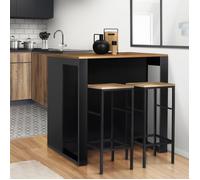 IDMarket Table de bar îlot Juno Bois noir Plateau foncé Hawkins