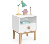 IDMarket - Table de Chevet Enfant Jacob 1 tiroir + 1 Niche Blanc et Bois