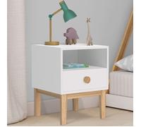 IDMarket - Table de Chevet Enfant Jacob 1 tiroir + 1 Niche Blanc et Bois