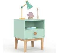 IDMarket - Table de Chevet Enfant Jacob 1 tiroir + 1 Niche Vert d'eau et Bois