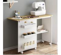 IDMarket - Table de couture pliable à roulettes pour machine à coudre, 4 étagères