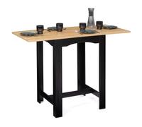 IDMarket - Table Haute de Bar Extensible Dona 2 à 4 Personnes Noire Plateau façon hêtre 60-120 cm