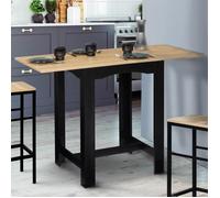 IDMarket - Table Haute de Bar Extensible Dona 2 à 4 Personnes Noire Plateau façon hêtre 60-120 cm