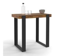 IDMarket Table haute de bar Phoenix bois foncé effet vieilli et noir 113 cm