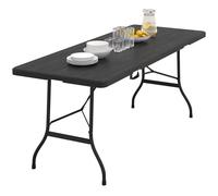 IDMarket - Table Pliante d appoint Portable 180 CM pour Camping ou réception Bois Noir