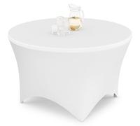 IDMarket - Table Pliante d'appoint Portable Ronde 122 cm Camping ou réception avec Housse Blanche