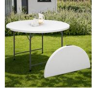 IDMarket - Table Pliante d'appoint Portable Ronde 122 cm pour Camping ou réception avec Housse Blanche