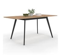 IDMarket - Table scandinave extensible INGA - Rectangle plateau bois 4-8 pers 110-150 cm pieds noirs