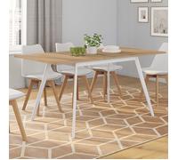 IDMARKET Table scandinave extensible rectangle INGA 4-8 personnes plateau bois pieds blancs 120-160 cm