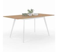 IDMarket - Table scandinave Extensible Rectangle Inga 4-8 Personnes Plateau Bois Pieds Blancs 120-160 cm