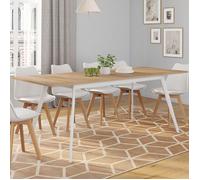 IDMARKET Table scandinave extensible rectangle INGA 6-10 personnes plateau bois pieds blancs 160-200 cm