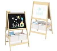 IDMarket - Tableau Enfant 3 en 1 chevalet Double Face avec Rouleau de Papier et 2 paniers de Rangement