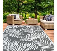 IDMARKET Tapis extérieur COCO tropical gris et blanc 160 x 260 CM