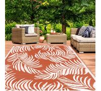 IDMarket - Tapis extérieur Coco Tropical Terracotta et Blanc 270 x 470 CM