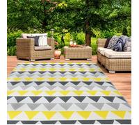 Tapis extérieur SARI triangles gris et jaune 270 x 370 CM