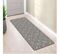 IDMarket - Tapis intérieur d'entrée et de Couloir CARAIBA Gris et Blanc 60 x 180 cm