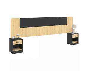 IDMarket - Tête de lit sur Pied avec chevets modulables SAPA pour lit 140, 160 ou 180 cm Bois et Noir