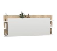 IDMarket - Tête de lit sur Pied CIRI pour lit 140 et 160 cm avec rangements Blanc et Bois