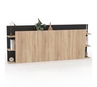 IDMarket - Tête de lit sur Pied CIRI pour lit 140 et 160 cm avec rangements Bois et Noir