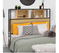 IDMARKET Tête de lit sur pied DETROIT 165 cm bois et métal noir design industriel