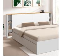 IDMarket Tête de lit sur pied extensible CATBA, chevets coulissants, 140/160 cm Blanc façon bois
