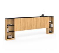 IDMarket - Tête de lit sur Pied Extensible CATBA façon Bois et Noir | Avec chevets coulissants, pour lit 140 et 160 cm