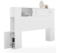 IDMarket - Tête de lit sur Pied Salem 145 cm avec rangements fermés et niches Blanc