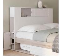 IDMarket - Tête de lit sur Pied Salem 145 cm avec rangements fermés et niches Blanc