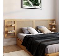 Idmarket Tête De Lit Suspendue Edhen 240 Cm Cannage Et Bois Avec Étagères