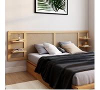 Idmarket Tête De Lit Suspendue Edhen 240 Cm Cannage Et Bois Avec Étagères