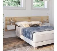 IDMarket - Tête de lit Suspendue en Lattes AVA 240 cm avec chevets + tiroir façon Bois Clair et Blanc
