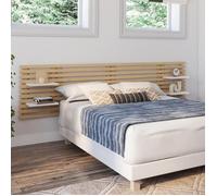 IDMARKET Tête de lit suspendue en lattes AVA 240 cm bois clair et étagères blanches