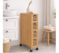 IDMarket - Tour de Rangement 4 tiroirs Bambou BEA sur roulettes Colonne Gain de Place