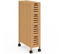 IDMarket - Tour de Rangement 4 tiroirs Bambou BEA sur roulettes Colonne Gain de Place