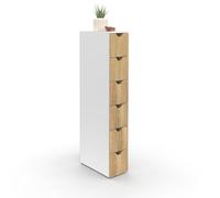 IDMarket - Tour de rangement 6 tiroirs WILO sur roulettes colonne gain de place blanc et façon hêtre