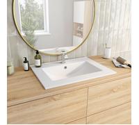 IDMARKET Vasque à encastrer rectangle en céramique blanche L. 61 x l. 46 x H. 17 cm