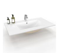 IDMarket - Vasque à encastrer Rectangle en céramique Blanche L. 81 x l. 46 x H. 17 cm