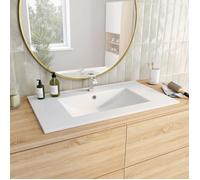 IDMarket - Vasque à encastrer Rectangle en céramique Blanche L. 81 x l. 46 x H. 17 cm
