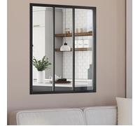 IDMARKET Verrière atelier 3 vitrages L. 93 x H.108 cm en métal noir et verre trempé
