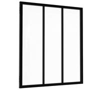 IDMarket - Verrière Atelier 3 vitrages L. 93 x H.108 cm en métal Noir et Verre trempé