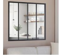 IDMARKET Verrière atelier 4 vitrages L. 120 x H.108 cm en métal noir et verre trempé