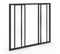 IDMarket - Verrière Atelier coulissante 4 vitrages L. 120 x H.108 cm en métal Noir et Verre trempé