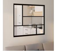 IDMARKET Verrière atelier géométrique L. 93 x H. 108 cm en métal noir et verre trempé