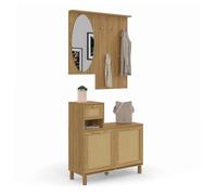 IDMarket - Vestiaire d'entrée avec miroir HANAE effet naturel cannage