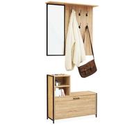 IDMarket – Vestiaire d'entrée Detroit avec miroir et range-chaussures design industriel Multicolore